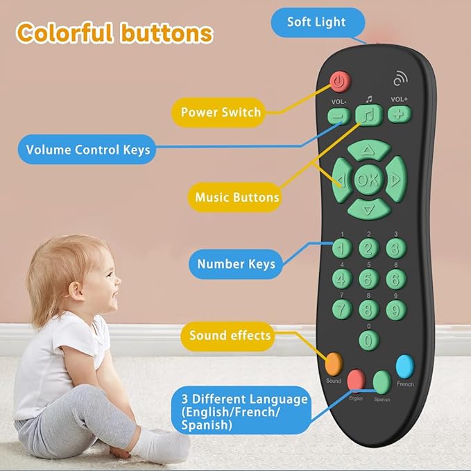 Baby TV Remote Control Toy with Light and Sounds, Kids Musical Early Education Learning Realistic Toddler Remote Toys for Preschool Infant Toddlers Boys Girls Child 6M+