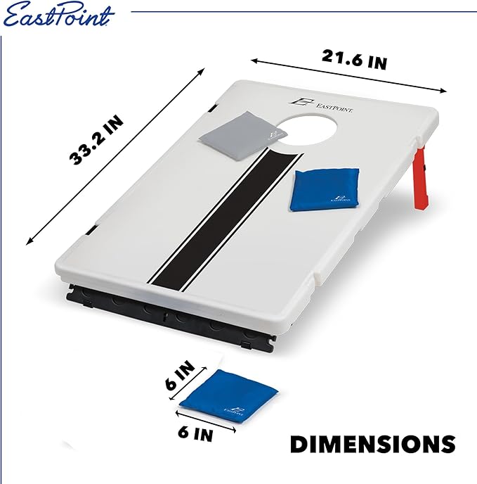 EastPoint All-Weather Cornhole Board Set - 33.2in x 21.6in, 8 Bags - Weather-Resistant for Outdoor Games - Slide Scorers for Bean Bag Toss Game - Portable Lightweight for Tailgate & Camping Fun