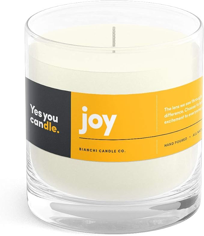 Yes You Candle - Joy, Grapefruit & Magosteen, Highly-Scented, Inspirational Soy Candle, Made in USA, Pure Essential Oils, Aromatherapy, 8 oz