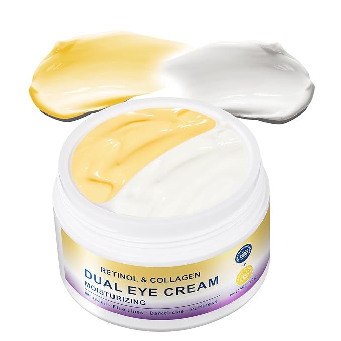 2in1 Dual Eye Cream with Retinol Caffeine + Yerba Mate for Puffy Eyes and Dark Circles, Hydrating Under Eye Cream for Anti-Wrinkle,Softens& Nourish Skin