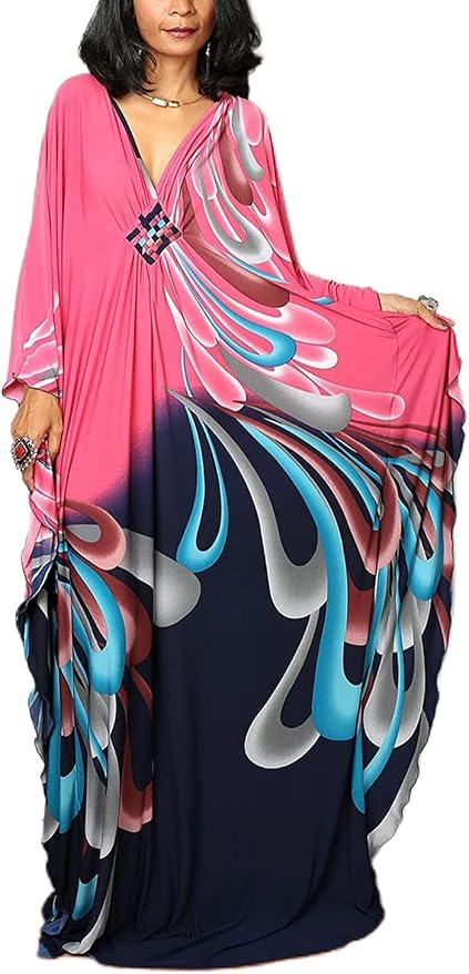 Venasha Womens Caftan Floral Print Kaftan Dress Short Sleeve Swimsuit Cover up Loungewear for Summer
