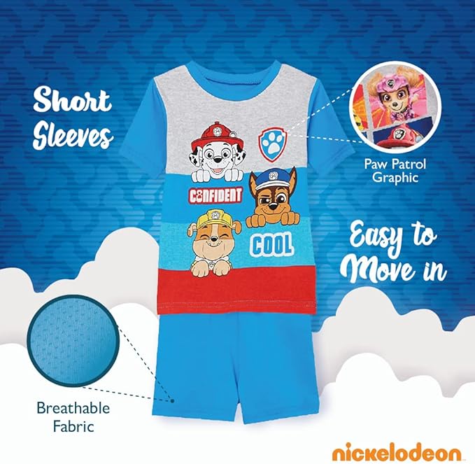 Nickelodeon Boys' Paw Patrol 6-piece Snug-fit Cotton Pajama Set, Soft & Cute for Kids