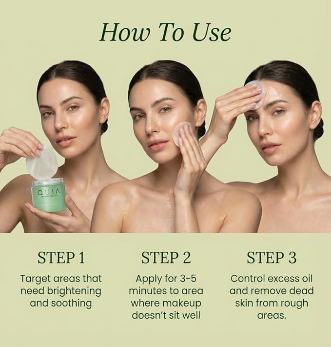QUIA Toner Pads – AHA/BHA Dual-Action Exfoliate and Hydrate All in One – Soothing Formula for Sensitive Skin – Reduces Blackheads and Blemishes- 70 Gentle Textured Pads – Korean Skincare