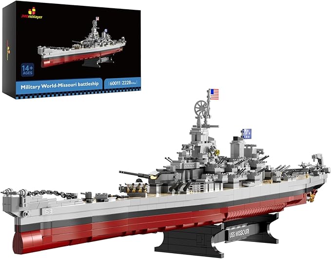 JMBricklayer Toy Battleship Building Set 60011, Classic Creative Military Missouri Battleship Model, Collectible Display Warship Toys for Adults, Christmas Birthday Gifts for 14+Boys,Teens (2228 Pcs)