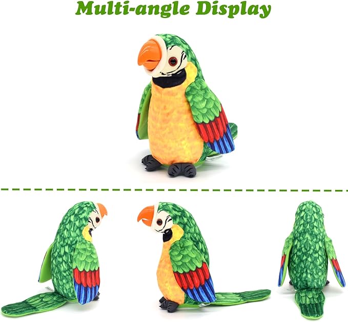 Toddler Toys - Talking Parrot Repeats What You Said, Interactive Toy Electronic Stuffed Animals Plush Pet Doll for Babies Kids Boys Girls Party Birthday