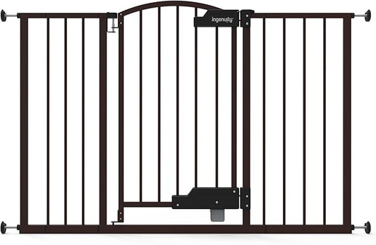 Ingenuity Easy Open Baby Gate & Dog Gate, Hands-Free Open Patent-Pending Foot Pedal, 27.5"-52" Wide, 28" Tall, Hardware or Pressure Mounted, Install in Doorway, Bottom of Stairs, or Wall - Espresso
