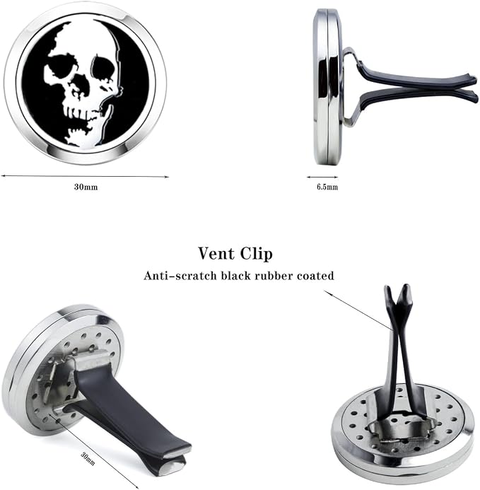 Essential Oil Car Diffuser Vent Clips Air Freshener Christmas Car Accessories for Women(Skull Head)