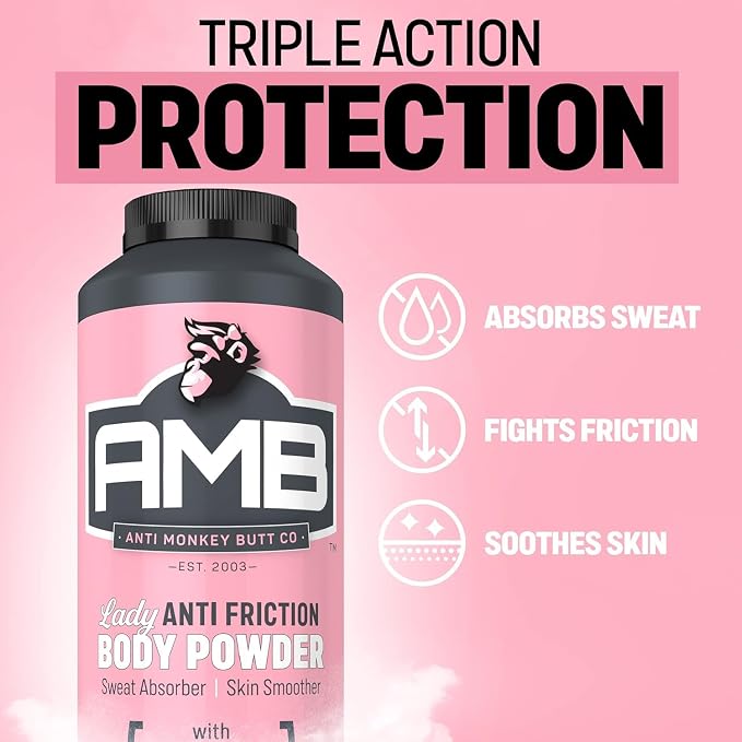 Anti Monkey Butt Body Powder for Women - Talc-Free Anti Chafing Powder for Sweat, Friction, & Itch Relief - Calamine Body-Powder-for Thigh Chafing, Skin Irritation, & Odor Control - 8 oz (Pack of 24)