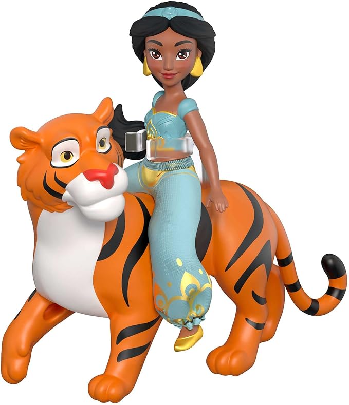 Mattel Disney Princess Jasmine Small Doll and Rajah Tiger Figure with Seat, from Mattel Disney Movie Aladdin