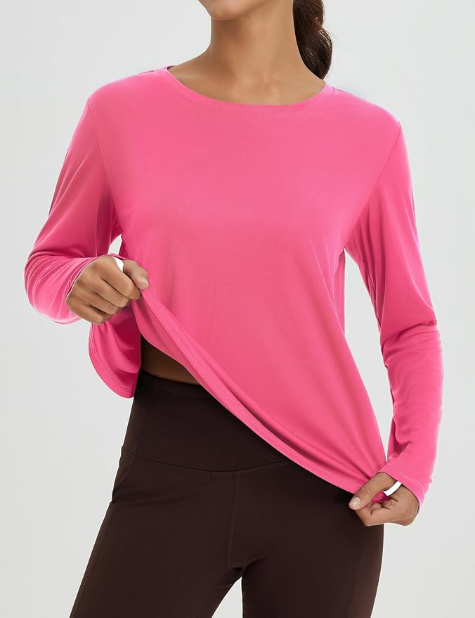 baleaf Women's Long Sleeve Workout Tops Running Sun Shirts Split Back | UPF 50+, Quick Dry, Lightweight, Breathable, Moisture-wicking, SPF, UV, for Athletic, Gym, Hiking, Tennis, Outdoor