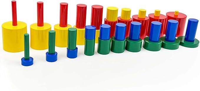 Hidoggy Montessori Knobless Cylinders(Set of 4), Early Educational Material Sensorial Toy for Toddler 3+, Preschool Learning for Kids Boy Girl Gift