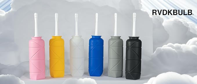 Foldable Compact Silicone Douche Bottle, Reusable Travel Douche Kit, 24 FL Oz Capacity, Grey