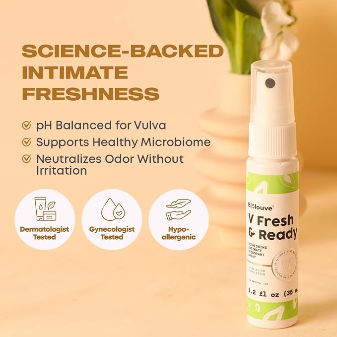 V Daily Ritual Essentials Kit 3-Step Intimate Vulva Care Bundle with Toiletry Bag – BioticV+ - pH Balanced Feminine Wash, Deodorant Vagina Spray & Hydrating Firming Serum. Gynecologist Tested