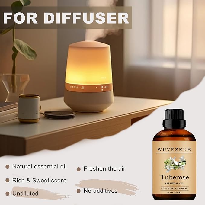 Tuberose Essential Oils, 60ML Pure and Natural Essential Oil for Aromatherapy Diffuser - Tuberose /2 Fl Oz