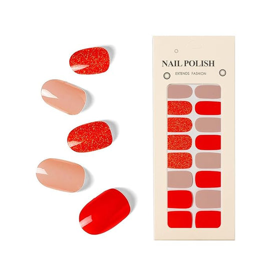Nail Stickers 20 Pieces Full Wraps Nail Polish Strips, Self-Adhesive Gel Nail Art Decals for Women Girls