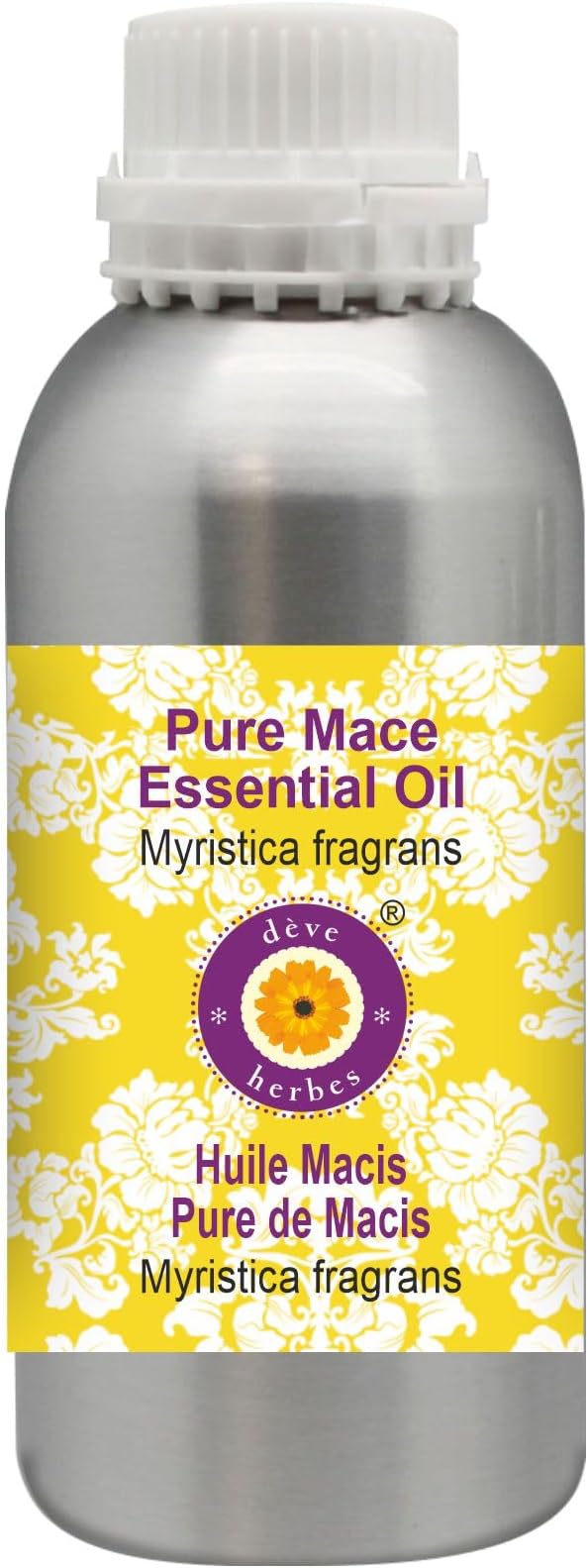 Deve Herbes Pure Mace Essential Oil (Myristica fragrans) Steam Distilled 630ml (21 oz)