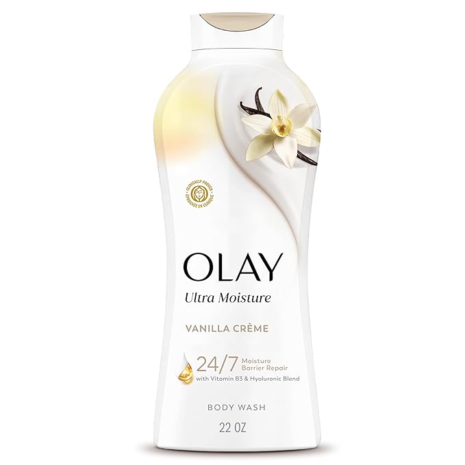 Olay Body Wash for Women, Ultra Moisture, 24/7 Moisture Barrier Repair, Hydrating Formula for Visibly Healthy Soft Skin, Vitamin B3 & Hyaluronic Blend, All Skin Types, Vanilla Creme Scent, 22 fl oz