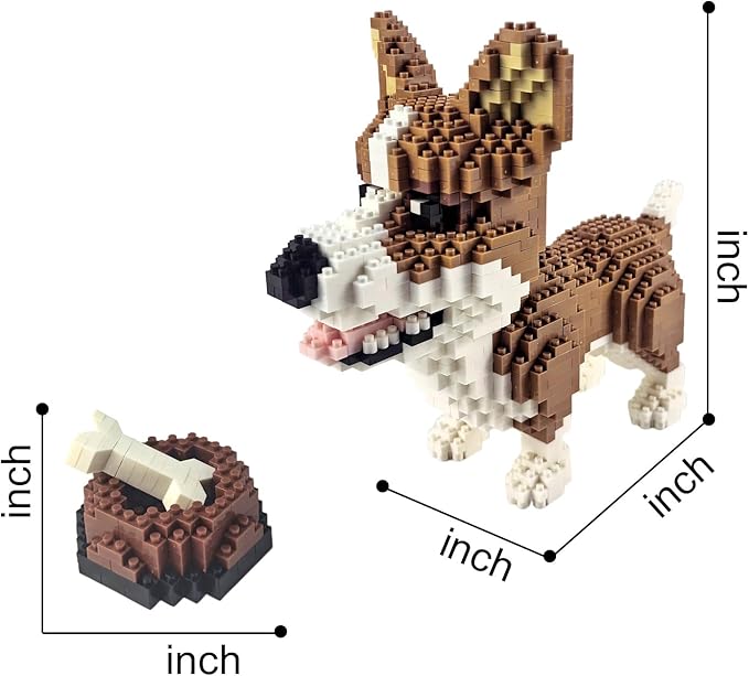 Building Bricks Set - Building Blocks - Animal Micro Building Block Toy for Boys Girls & Adults (Corgi)