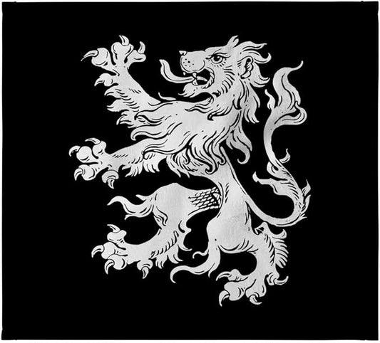 3dRose Cool Vintage Heraldic Royal Lion in White on Black 11x12 Wash Cloth for Face and Body