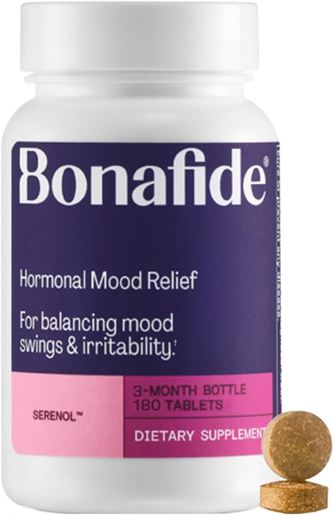 Bonafide Hormonal Mood Relief for Women Serenol – Hormone-Free, Clinically Studied – Helps Relieve Hormonal Mood Swings, Irritability & PMS Bloating – 3-Month Supply