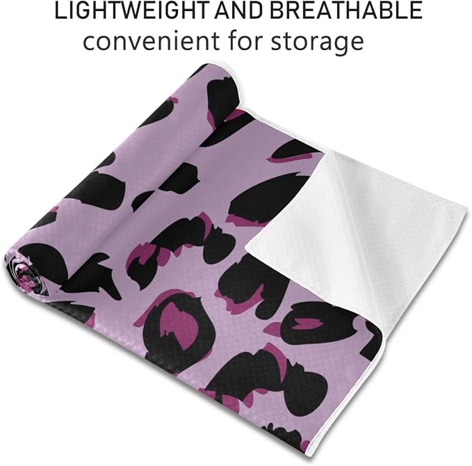 Vintage Leopard Print Yoga Mat Towel Non Slip Soft Sweat Absorbent Hot Yoga Mat Towel, for Hot Yoga, Pilates and Workout-73 x 27 Inch