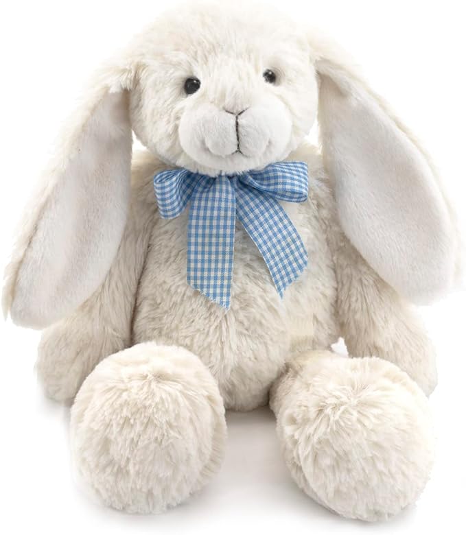 14" White Bunny Stuffed Animals for Kids and New Born Babies,Huggable Rabbit Plush Toy with Bow for Boys and Girls,Great Gifts on Baby Shower,Birthday,Children's Day,Christmas