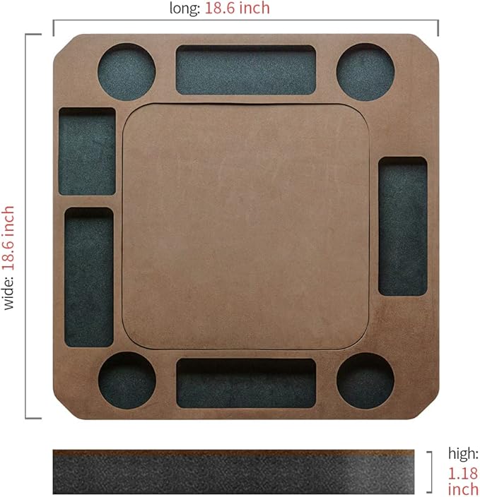 Floating Game or Card Table Tray for Pool or Beach Party Float Lounge Durable Foam Drink Holders with Waterproof Playing Cards (Brown)