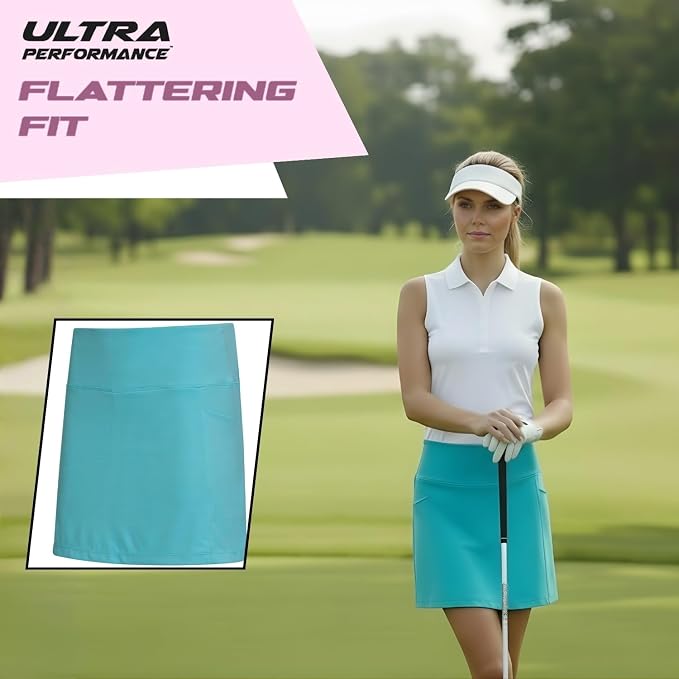 Ultra Performance Womens Golf Skirt 2 Pack Women’s Tennis Skort with Compression Liner Athletic Skirts for Women with Pockets