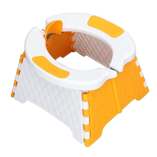 Foldable Toddler Toilet Portable Potty Training Seat with Bag Portable Car Baby Potty Chair for Indoor and Outdoor Travel Camping(Orange Hard Pad)
