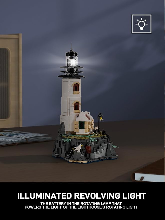 Island Lighthouse Building Block Toy Set, Gifts for Kids and Adults（1092 PCS）