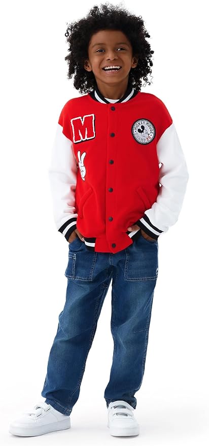 Disney Minnie Mickey Stitch Princess Frozen Marvel Jacket Lightweight Coat Button up Color Block Sweatshirt Sizes 2-14 Years