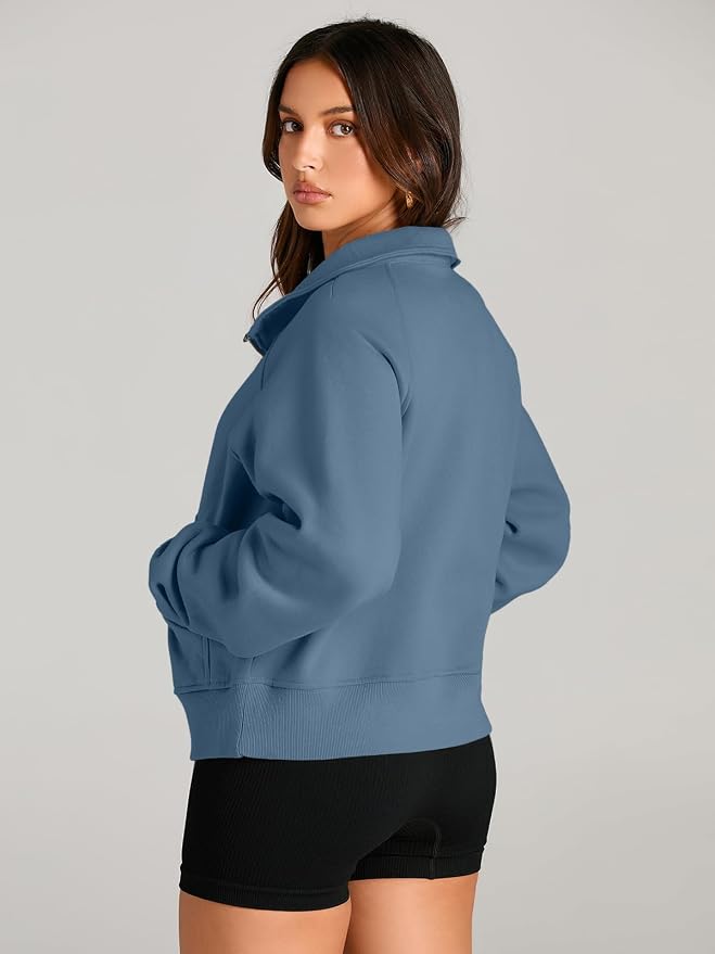 AUTOMET Womens Sweatshirts Half Zip Fleece Pullover Fall Outfits | Fall Fashion Clothes 2026,Cropped Sweatshirts,Cute Y2k Tops,Quarter Zipper Sweater,Winter Loungwear Outfits