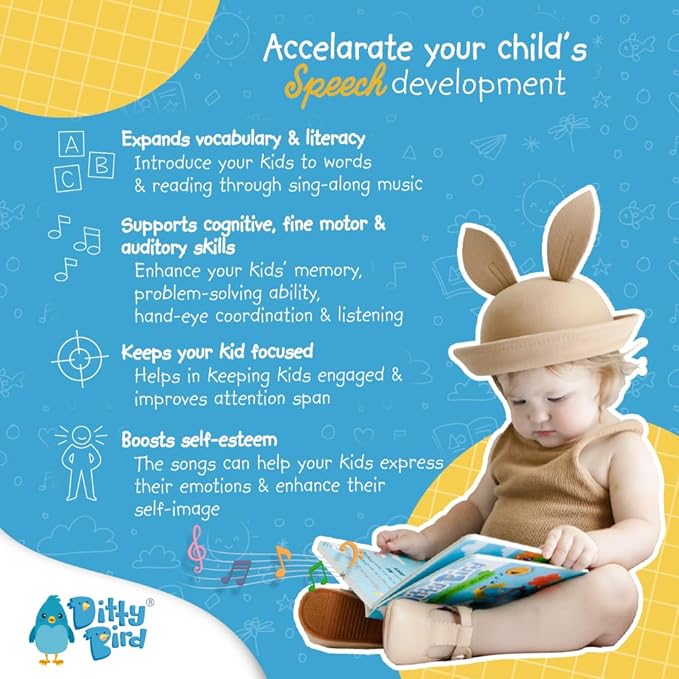 Ditty Bird Musical Books for Toddlers | Happy Birthday Song Board Books for Toddlers 1-3 | Interactive Toddler Book Gifts for Special Day & Celebrations