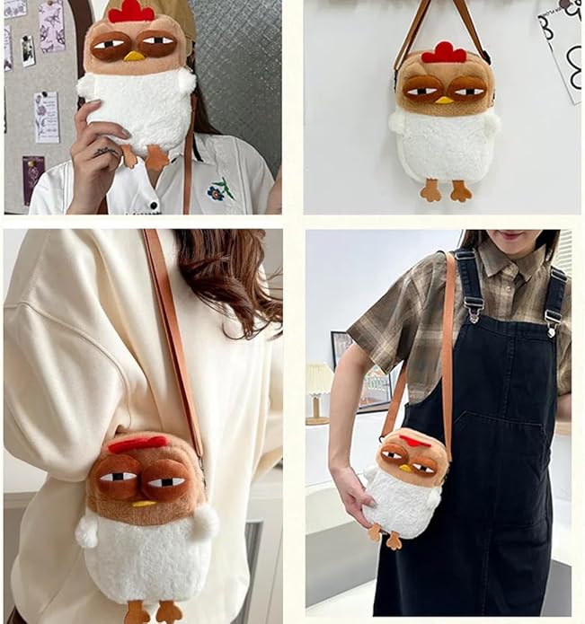 Cute Chick Mini Novelty Kids Kawaii Plush Anime Crossbody Bag for Little Girls - Fluffy Purse