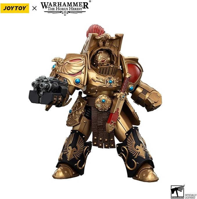 JOYTOY Warhammer The Horus Heresy Legio Custodes Aquilon Terminator Squad Aquilon with Lastrum Storm Bolter 1:18 Scale 5.4in Action Figure Mecha Joy Toy Collection Model