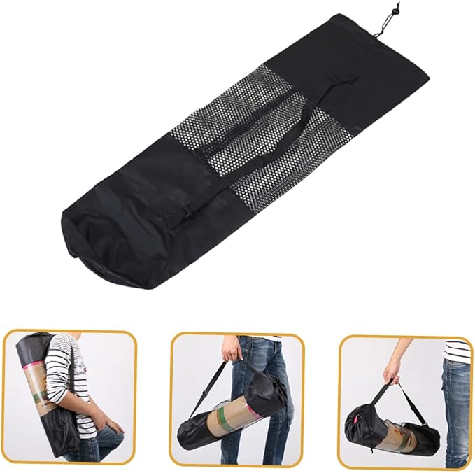 Kisangel Yoga Mat Carrying Bag Mesh Design with Adjustable Shoulder Strap Large Breathable Storage for 35.43X9.84 Inch Yoga Mats 2-Pack