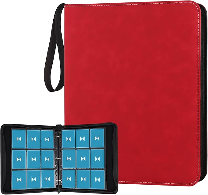 GERMUN 720 Card Binder, Premium Trading Card Binder, 9 Pocket Double Sided Pocket PU Card Collection Binder, Collector Card Album, Card Folder for MTG, TCG, Sports Cards, Game Cards (Red)