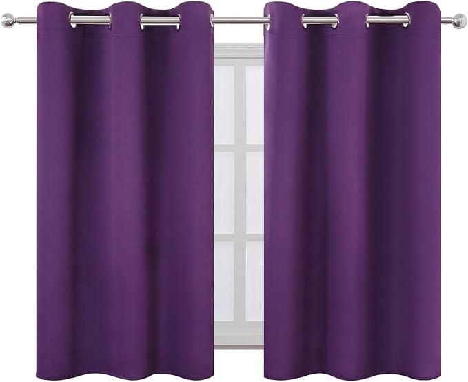 LEMOMO Purple Blackout Curtains 42 x 54 Inch Length Set of 2 Panels Grommet Bedroom Curtains for Living Room