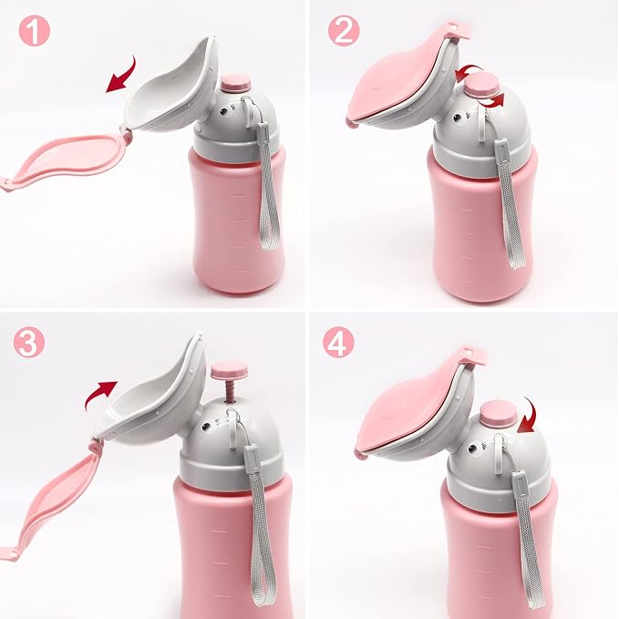 Pee Bottle for Kids - Travel Urinal Portable Potty Pee Cup for Girl Child Toddler Baby Urinal Emergency Toilet for Car Travel Road Trip Essentials Camping Potty Pee Training Leak Proof