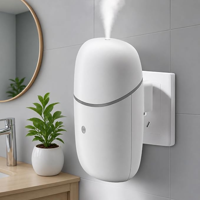 Waterless Diffuser, Quiet Essential Oil Diffuser with Low/High Levels and Night Light, Plug in Diffuser with Timer, Wall Aromatherapy Diffuser for Home, Living Room, Bedroom, Bathroom, White
