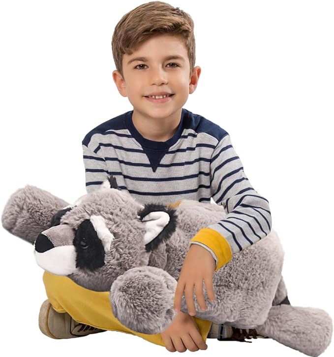 ARELUX Soft 22in Raccoon Stuffed Animals: Raccoon Plush Cute Cuddly Body Pillow Hug Sleeping Fluffy Wild Animal Toys Bed Decor Plushie Doll Friends Family Member
