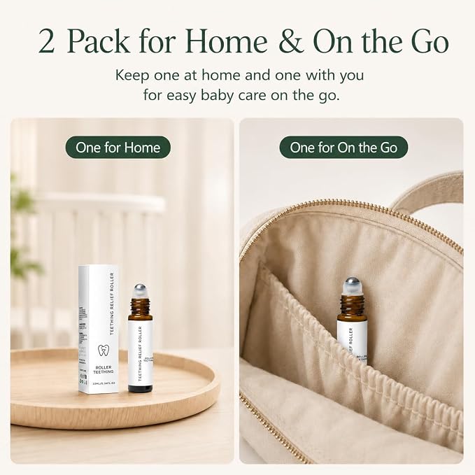 Teething Roller for Babies, Chamomile Baby Roll-On for Teething-Time Daily Care, Easy-Glide Rollerball Applicator, Portable Baby Care Roller 10ML 2 Pack