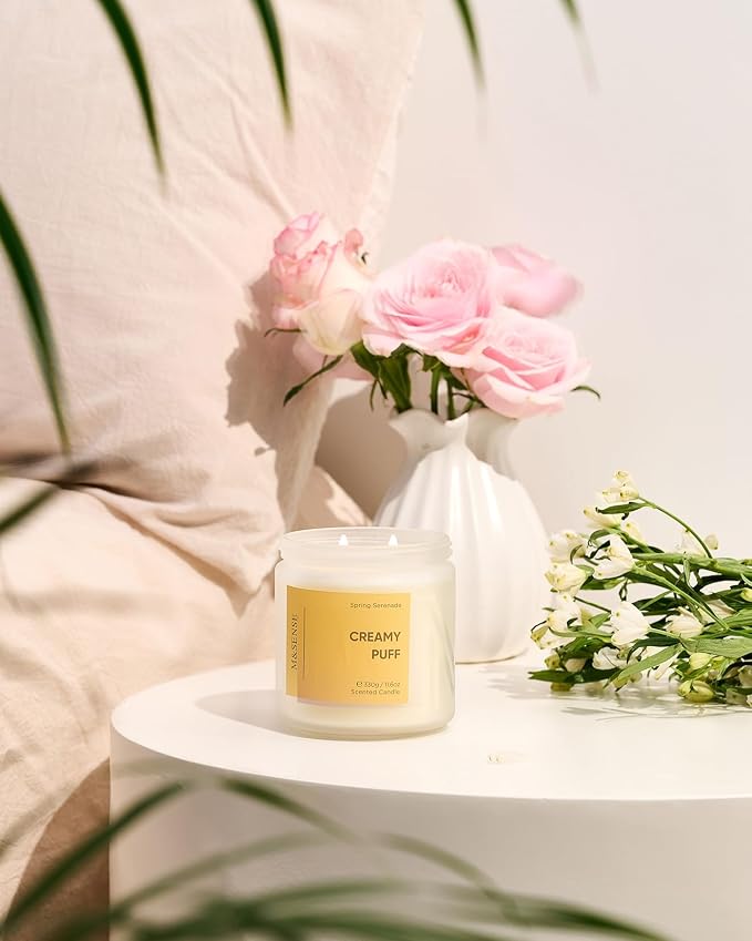 M&SENSE Sandalwood Gardenia Large Soy Candles, 11.6oz Natural Non Toxic | Scented Candles for Home, 70-Hour Long Lasting Burning, 2 Wicks Spring Smelling Romantic Valentines Gift for Her/Him
