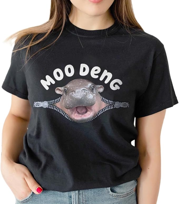 YOUNG GREEN Moo Deng Sweatshirt Moo Deng Bouncy Pig T-Shirt The Cute Baby Hippo Sweatshirt Gift For Moo Deng Lovers