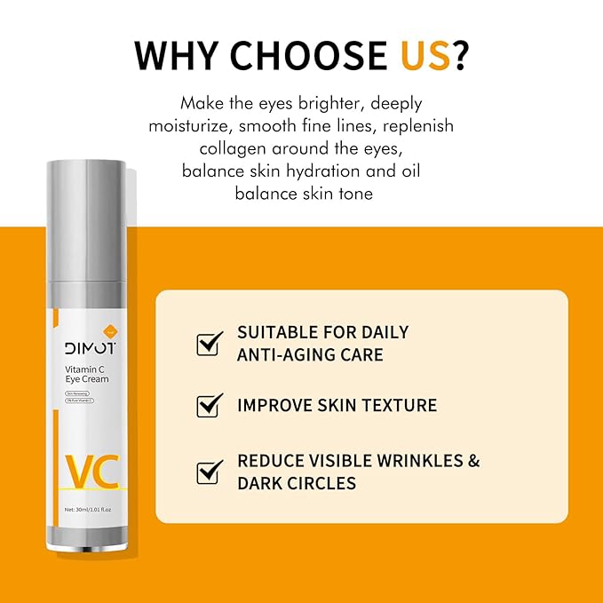 Vitamin C Eye Cream Puffiness Remover Serum Anti-aging & Moisturising Eye Bags Treatment for Men and Women