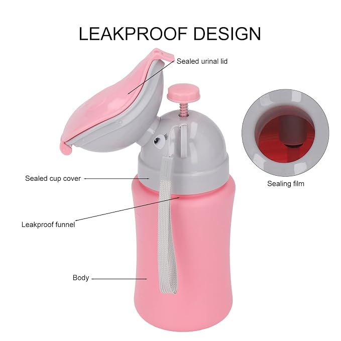 Asixxsix Toddler Urinal Cup, Leakproof Button Design Portable Potty for Boys, Car Potty with Silicone Rings Sealing for Travel Camping (Pink for Girl)