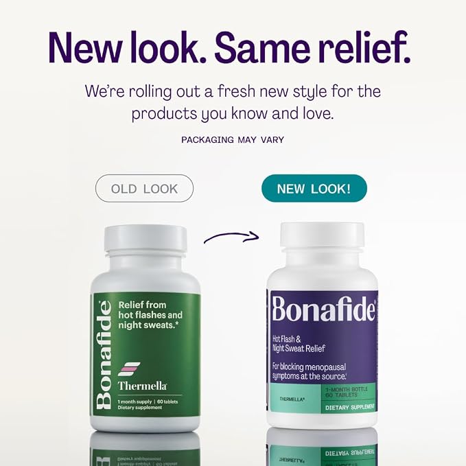 Bonafide Targeted Menopause Support for Hot Flash & Night Sweat Relief Thermella – Hormone-Free, Clinically Studied Formula with a Blend of Curcumin, Green Tea & Spirulina Extracts — 2-Month Supply