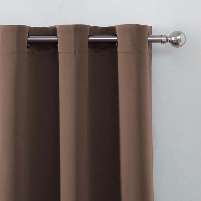 LEMOMO Chocolate Brown Blackout Curtains 34 x 63 Inch Length/Set of 2 Curtain Panels/Thermal Insulated Room Darkening Blackout Curtains for Bedroom