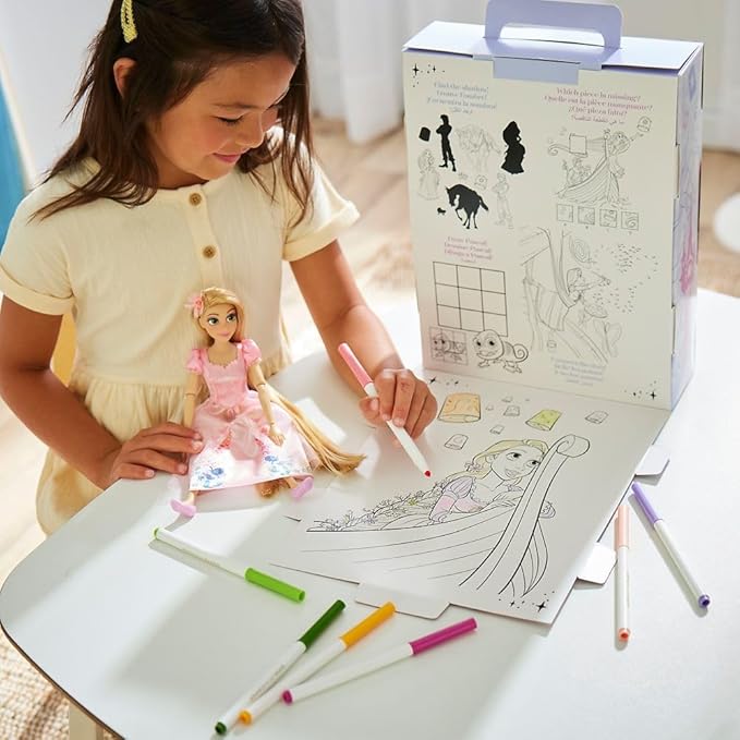 Disney Store Girl's Princess Story Doll (Rapunzel from Tangled) 11 Inches, Includes Coloring Book and Additional Dress, Princess Doll in Classic Outfit, Princess Toys