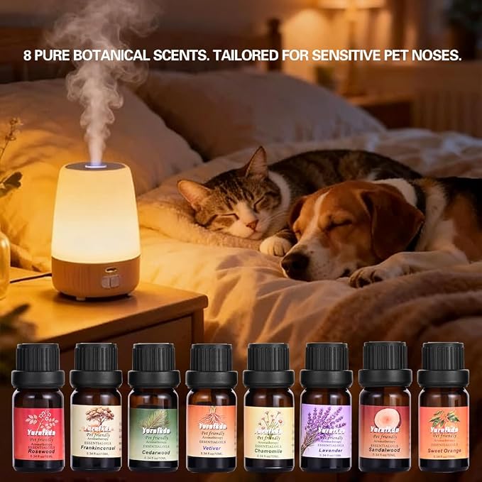 Pet Friendly Aromatherapy Essential Oils Collection,Safe for Dogs and Cats,Natural Relaxation and Stress Relief,Suitable for Aromatherapy Diffuser Bottles,Incense Sticks, and Candles Making (8, small)